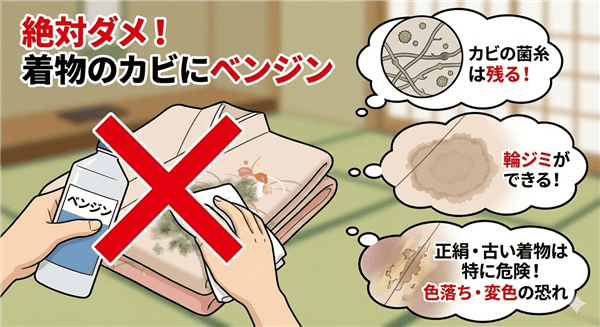 着物のカビにベンジンでシミ抜き
