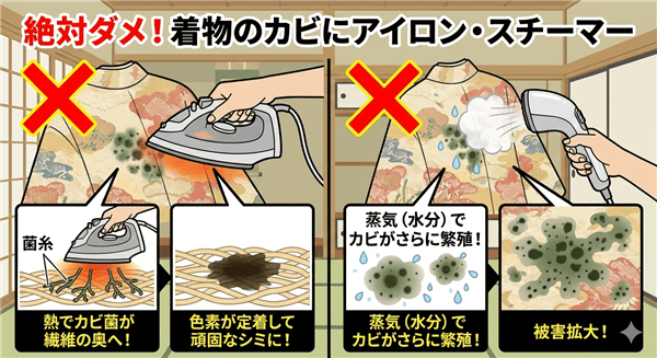 着物のカビにアイロンやスチーマー