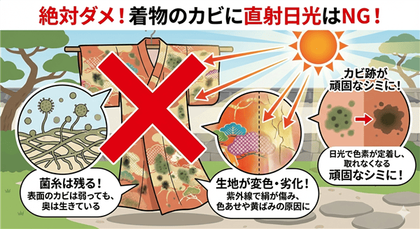 着物のカビに直射日光をあてる
