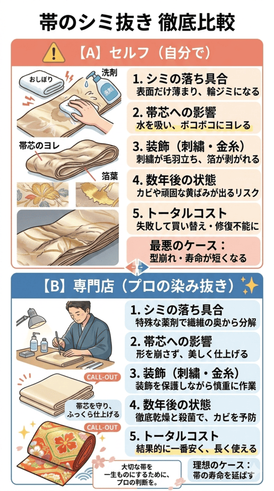 セルフVSプロの染み抜き