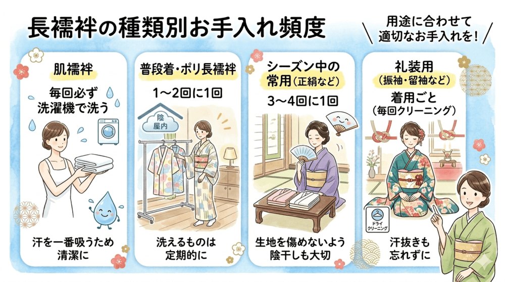 長襦袢種類別お手入れ頻度
