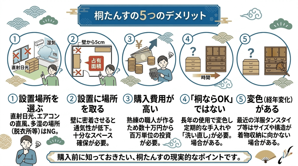 桐たんすの5つのデメリット
