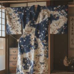 部屋で着物を陰干し