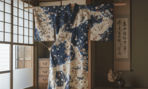 部屋で着物を陰干し