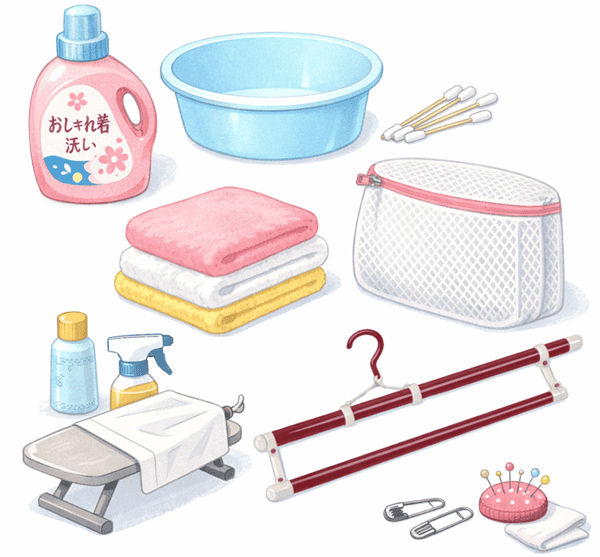着物の蕎麦つゆ汚れに使う洗剤と用具
