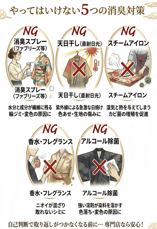 着物で行ってはいけない5つの消臭対策