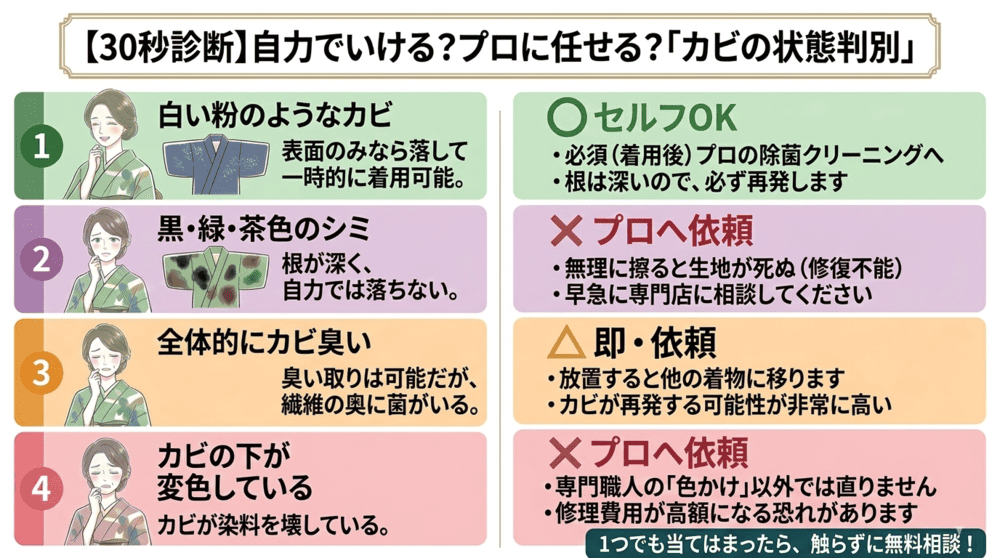 喪服カビ状況判断表