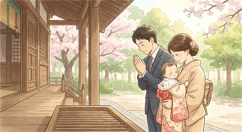 子どもの無事の成長・加護を祈る