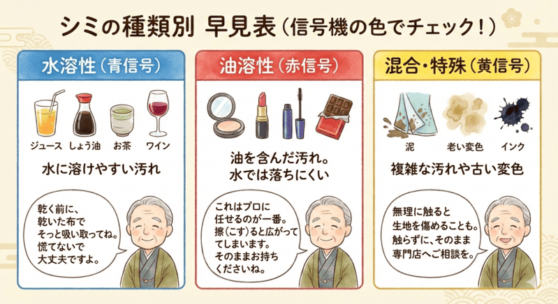 あなたの振袖のシミの種類は何