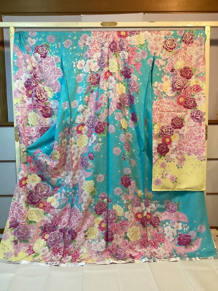 k-127 ブルー地に花づくし