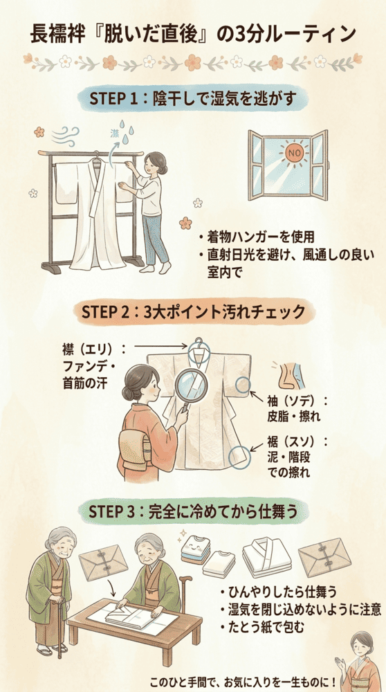 長襦袢を脱いだ直後の3分ルーティーン