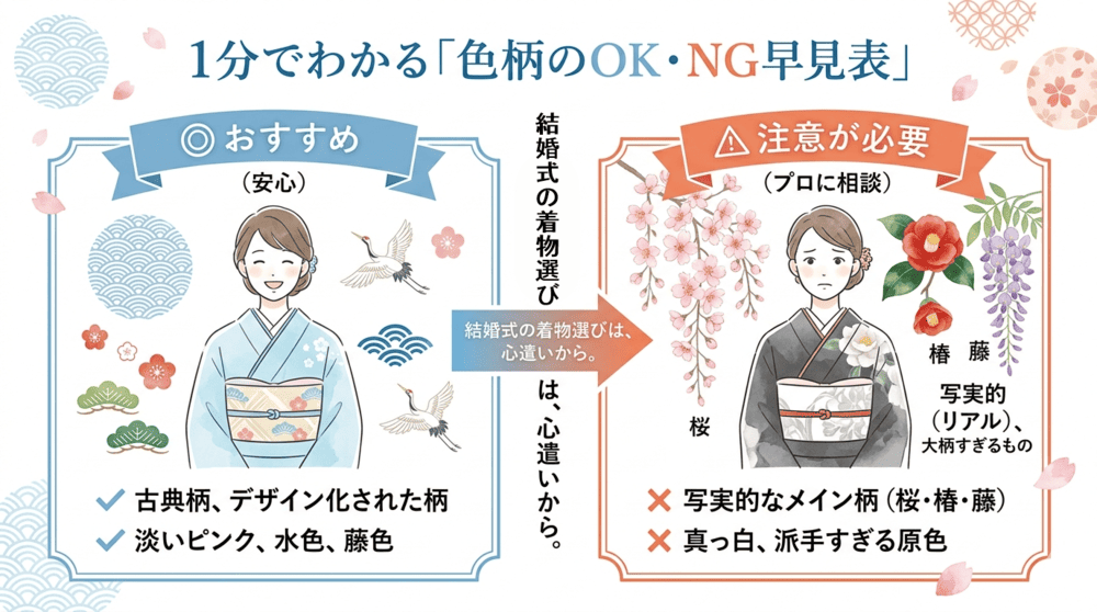 結婚式での着物NGな柄と色