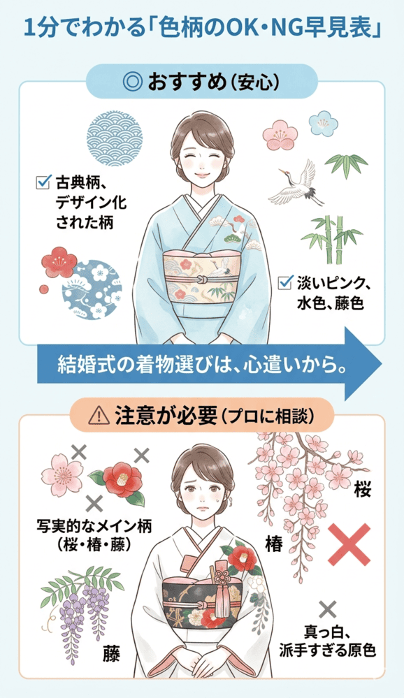 結婚式での着物NGな柄と色