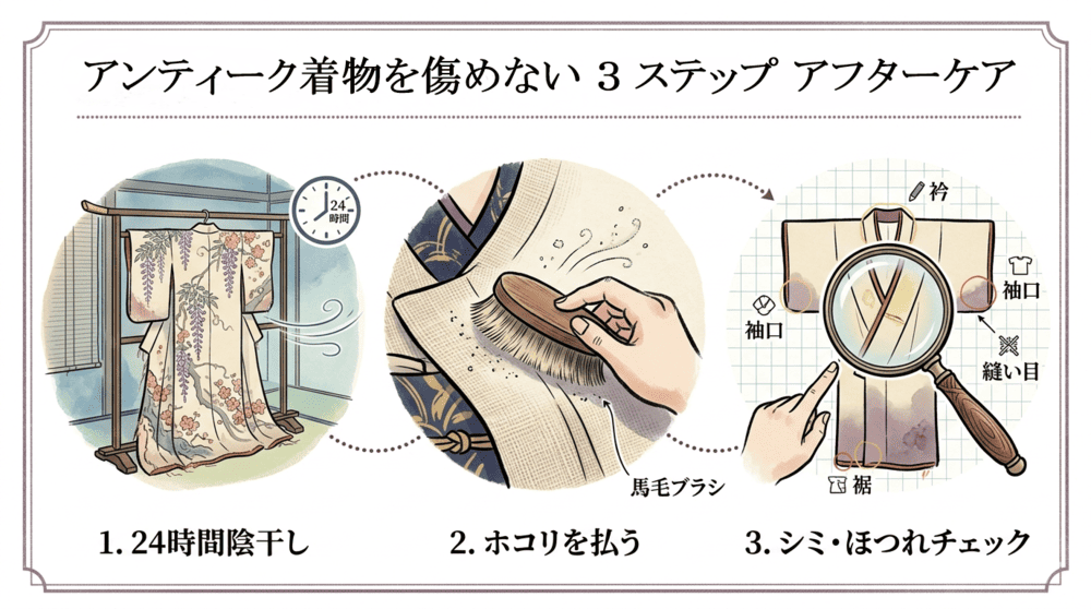 アンティーク着物を着た後のお手入れ